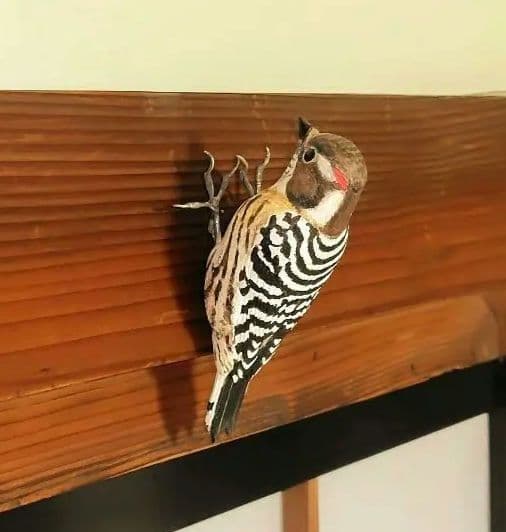 バードカービング コゲラ(キツツキ) マグネット 野鳥 木彫り