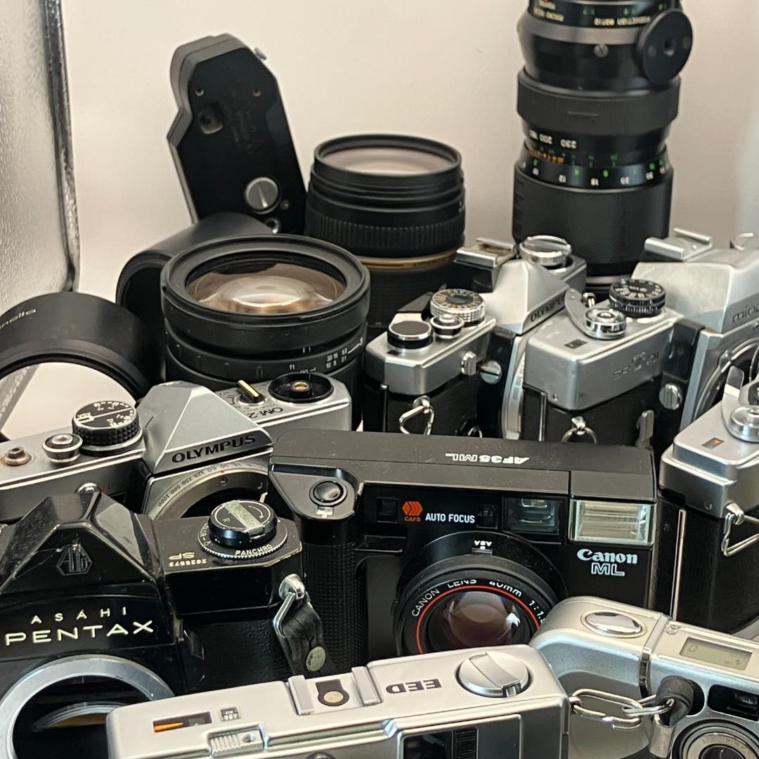 動作未確認・ジャンク、フィルムカメラ、レンズ、フードなど