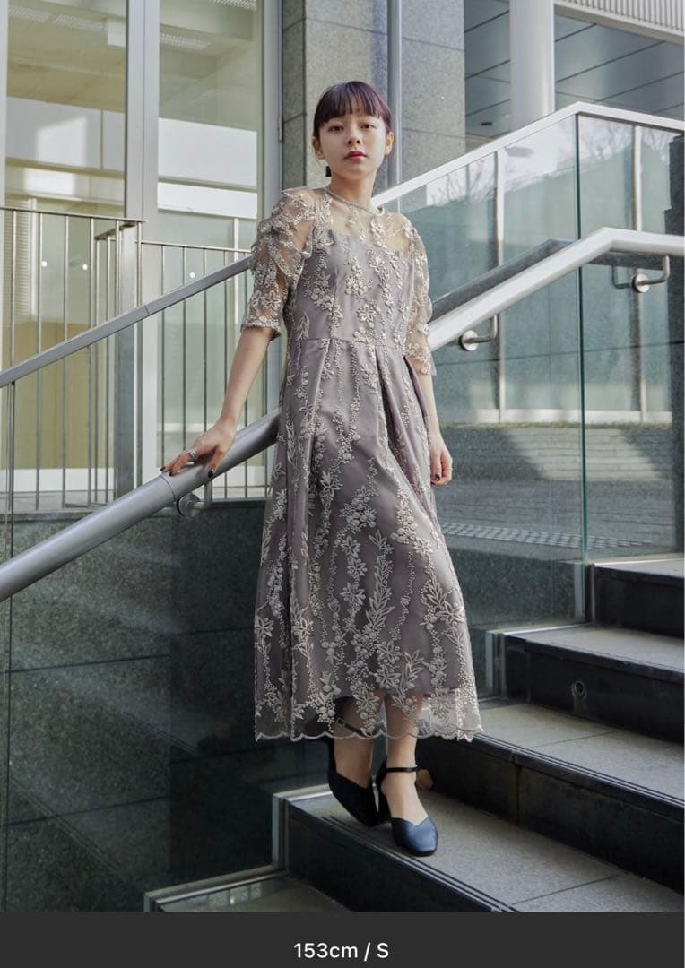 niana ニアナ 刺繍レース バックリボン パーティードレス ブラックM結婚式