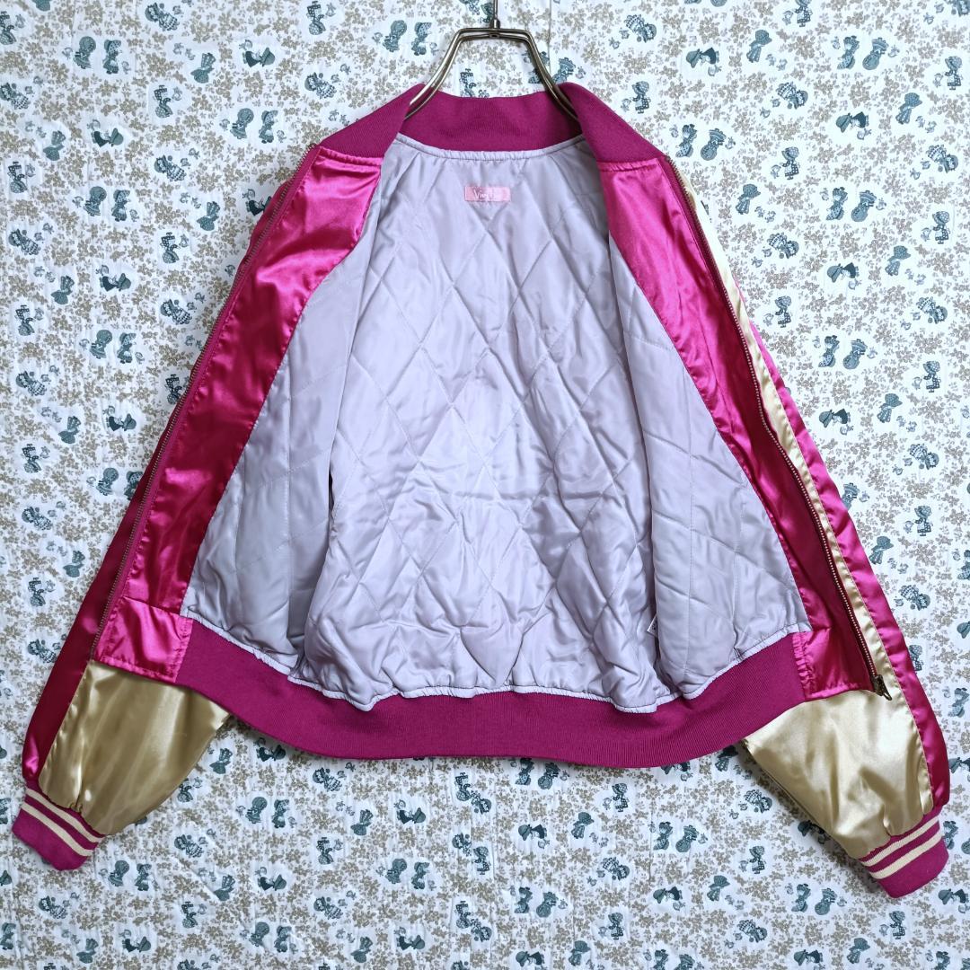 Hello Kitty☆キティちゃん　スカジャン　刺繍　桜　山　ピンク　金　Ｍ