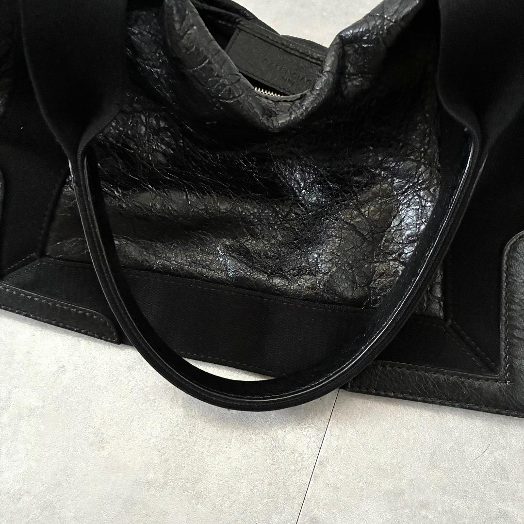 【美品】BALENCIAGA カバス S ハンドバッグ レザー ロゴプリント