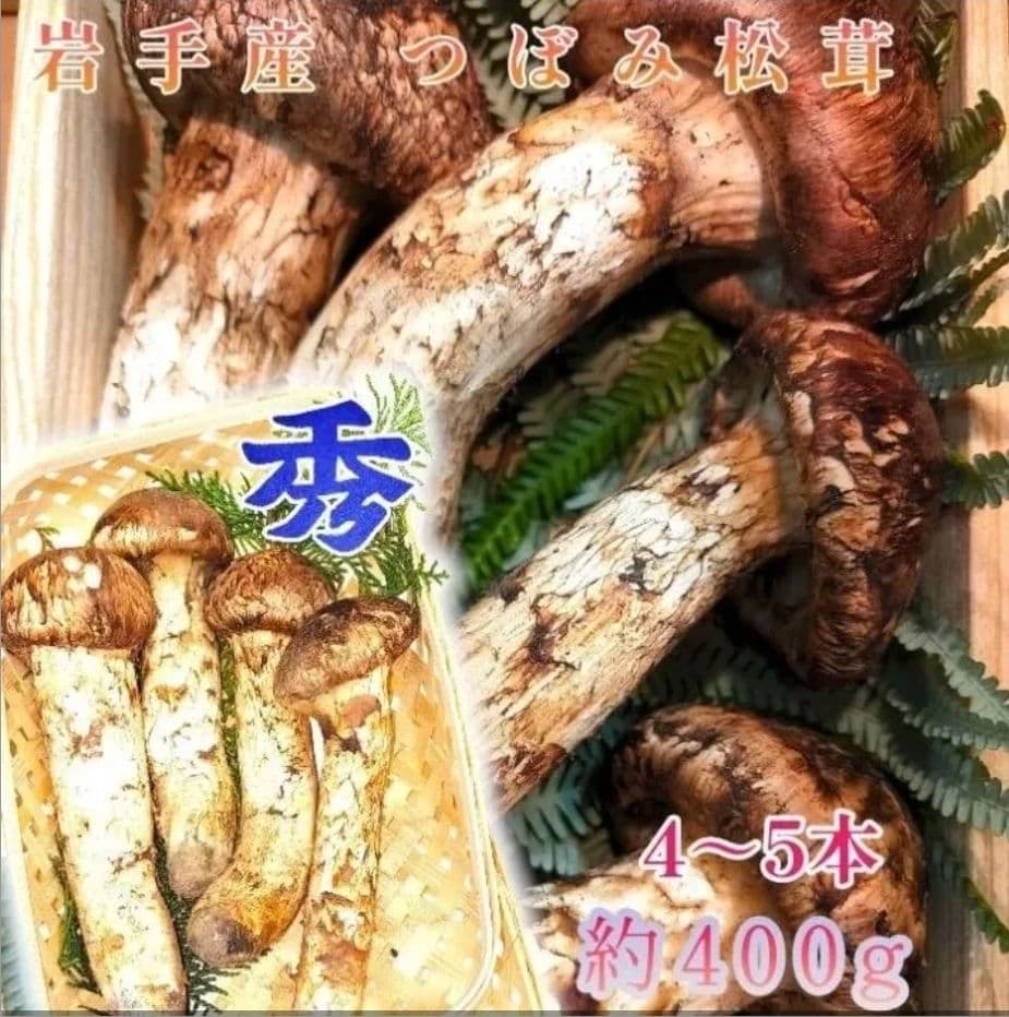 岩手産 特秀品【天然 大つぼみ 松茸 約400g前後】3~5本 御供 贈答