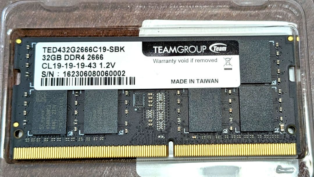 TEAMGROUP 32GB DDR4 ノート用メモリー