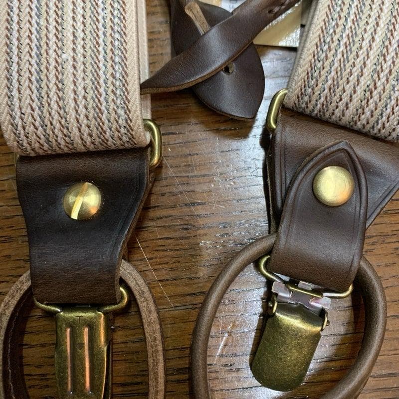 アートブラウン　クロムエクセルレザー　サスペンダー　杢アイボリー　チョコ