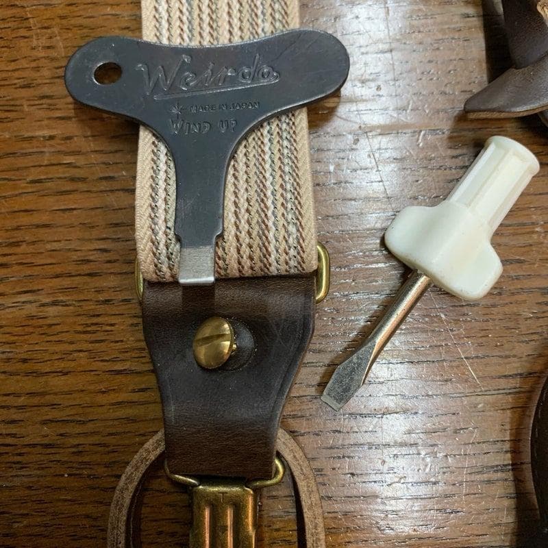 アートブラウン　クロムエクセルレザー　サスペンダー　杢アイボリー　チョコ