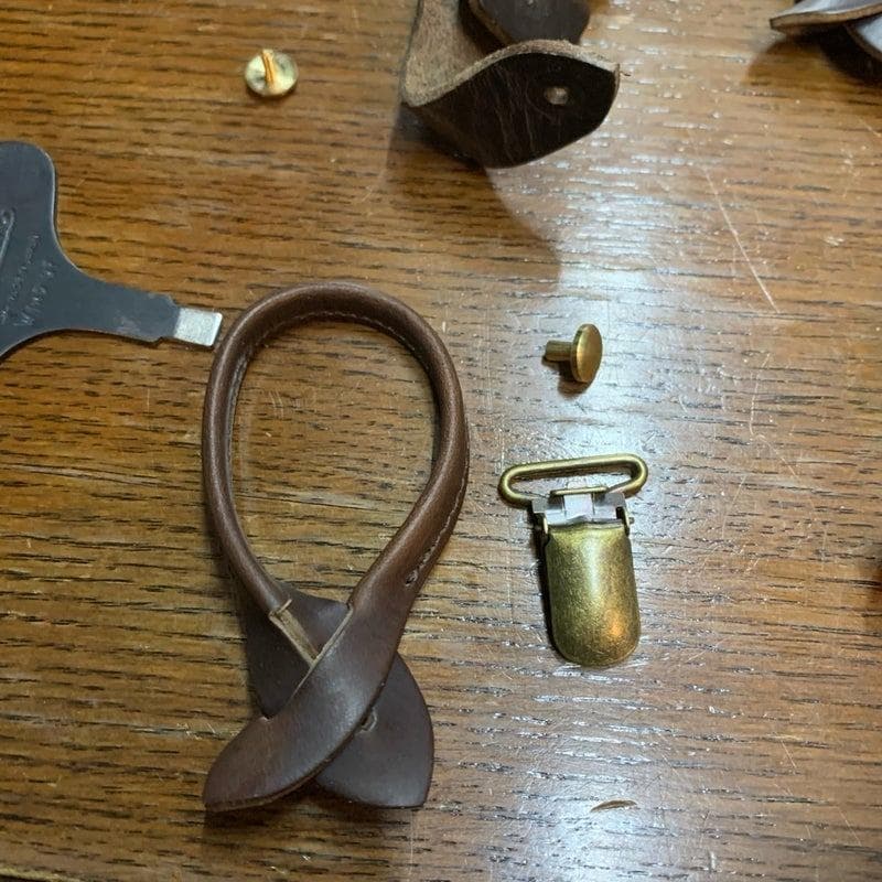 アートブラウン　クロムエクセルレザー　サスペンダー　杢アイボリー　チョコ