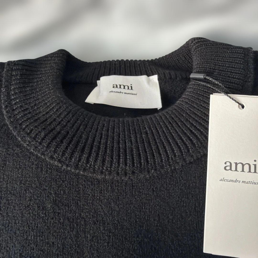 l*y様 ⭐️Ami Paris⭐️ブラック　ロゴレッド　厚手セーター　Sサイズ