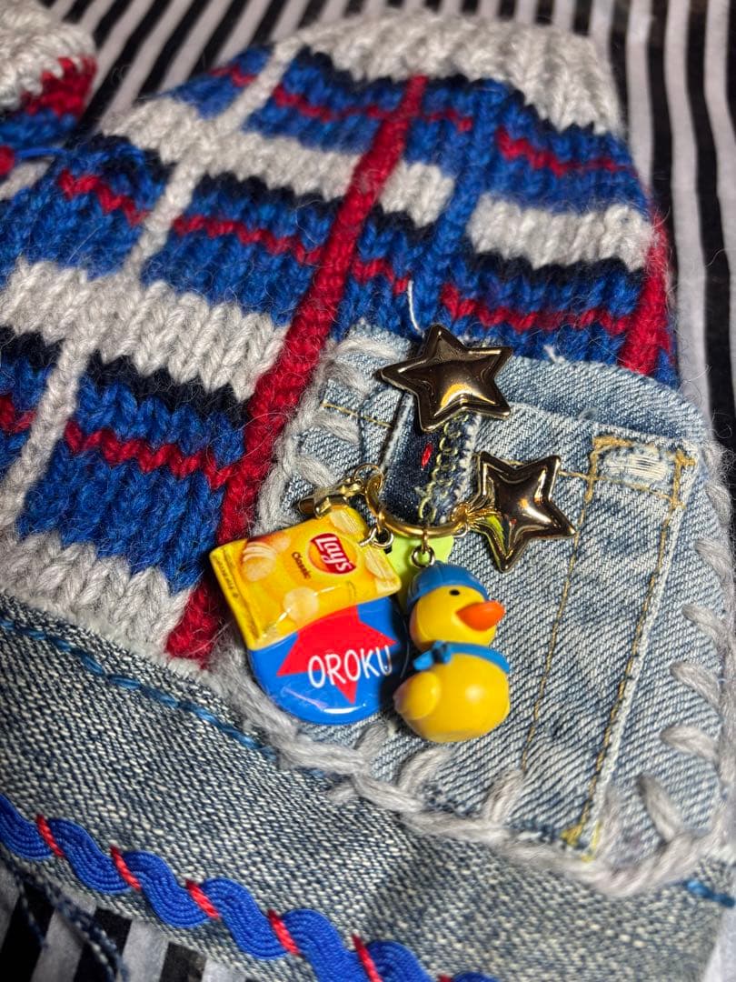 58◆ アーガイルデニムニット【OROKU】　パピリーヒルズ　ニット帽　マフラー