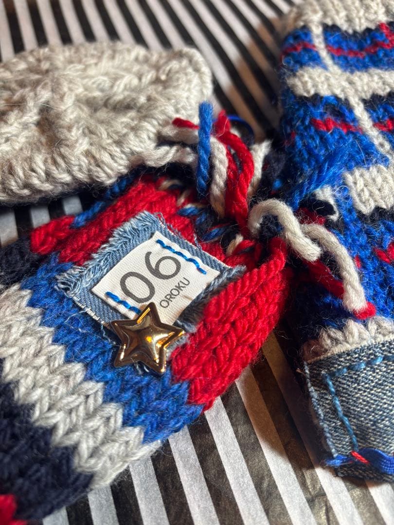 58◆ アーガイルデニムニット【OROKU】　パピリーヒルズ　ニット帽　マフラー