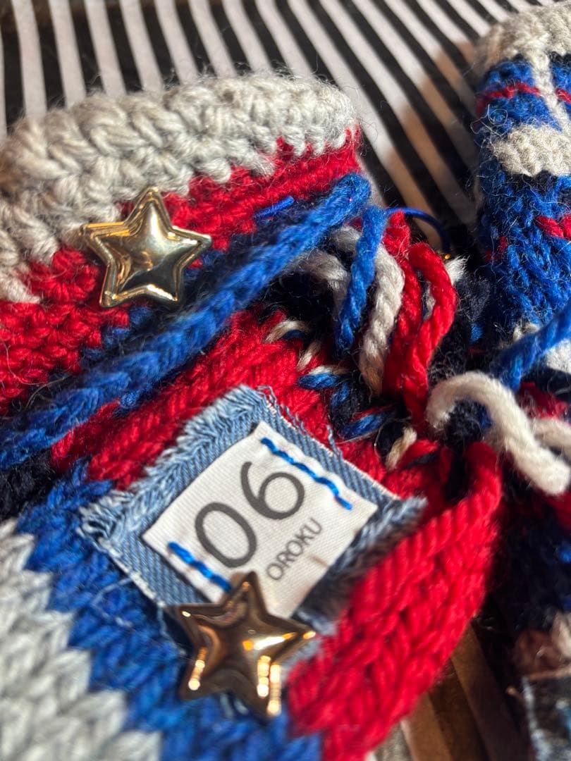 58◆ アーガイルデニムニット【OROKU】　パピリーヒルズ　ニット帽　マフラー