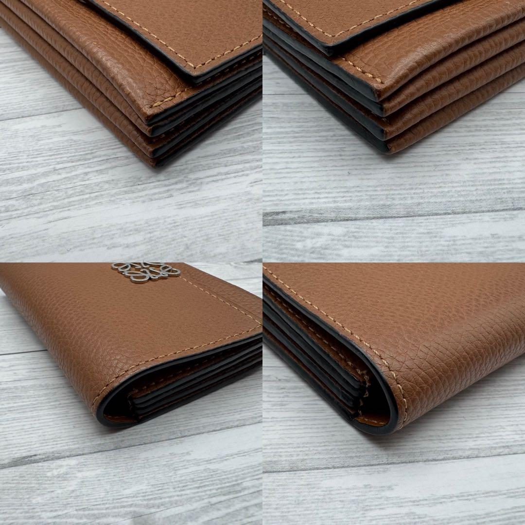 【極美品】ロエベ カードホルダー 名刺入れ アナグラム ライトブラウン　レザー