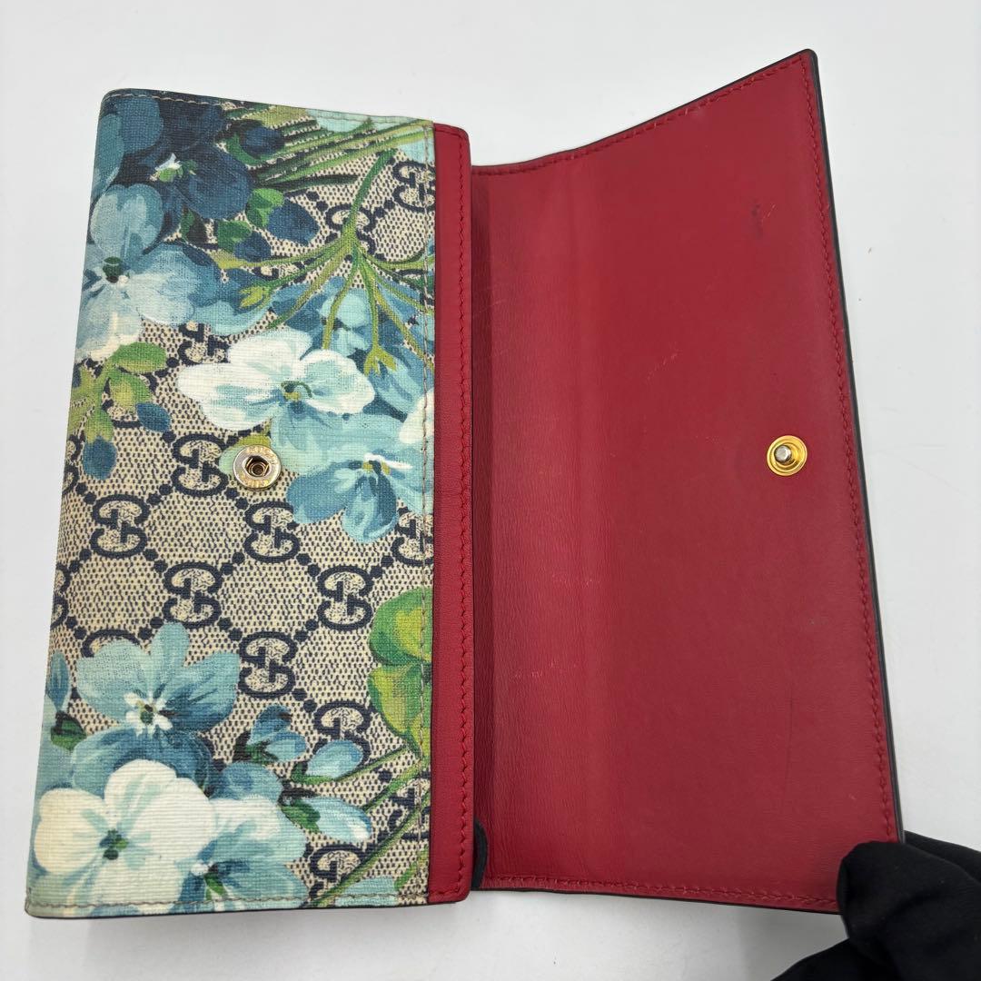 GUCCI グッチ GGブルームス スプリーム レザー 長財布 PVC 花柄