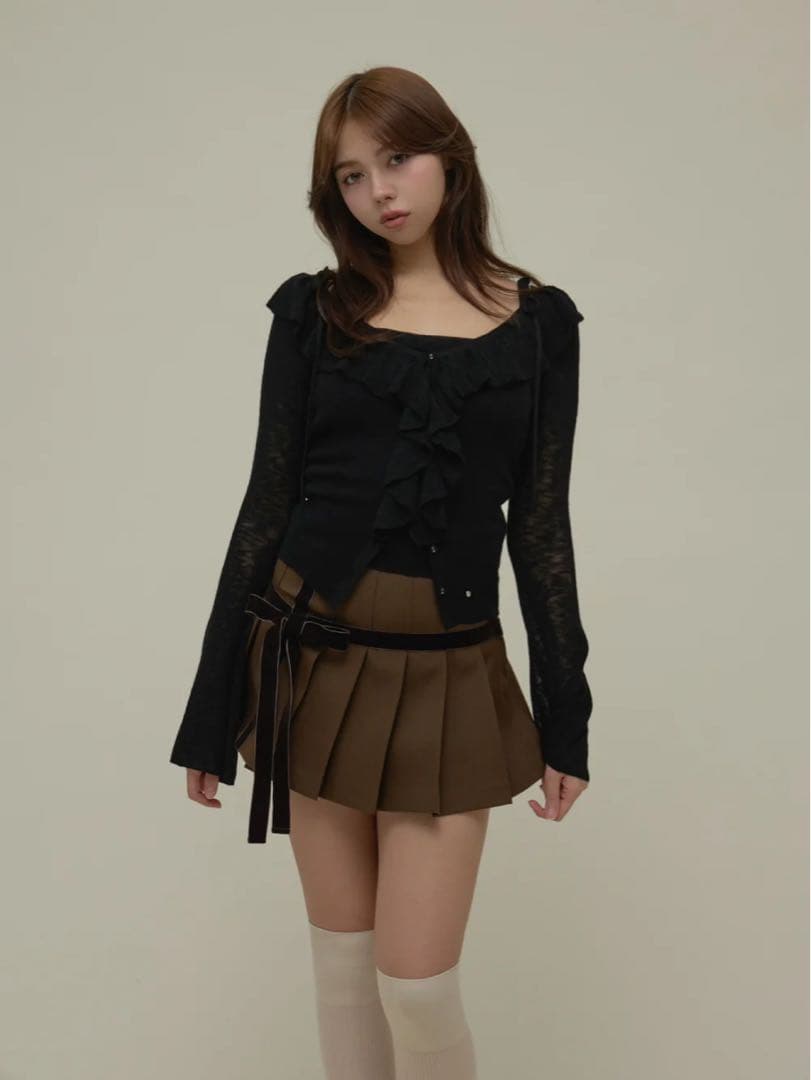 andmary Valentine ribbon mini skirt ブラウン
