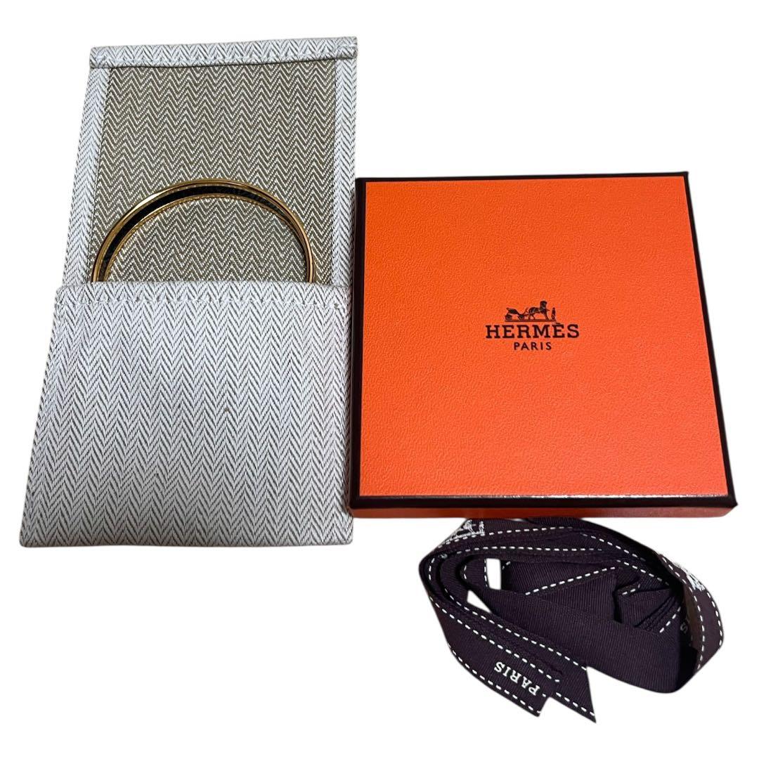 エルメス HERMES エマイユ バングル ゴールド 動物柄 美品