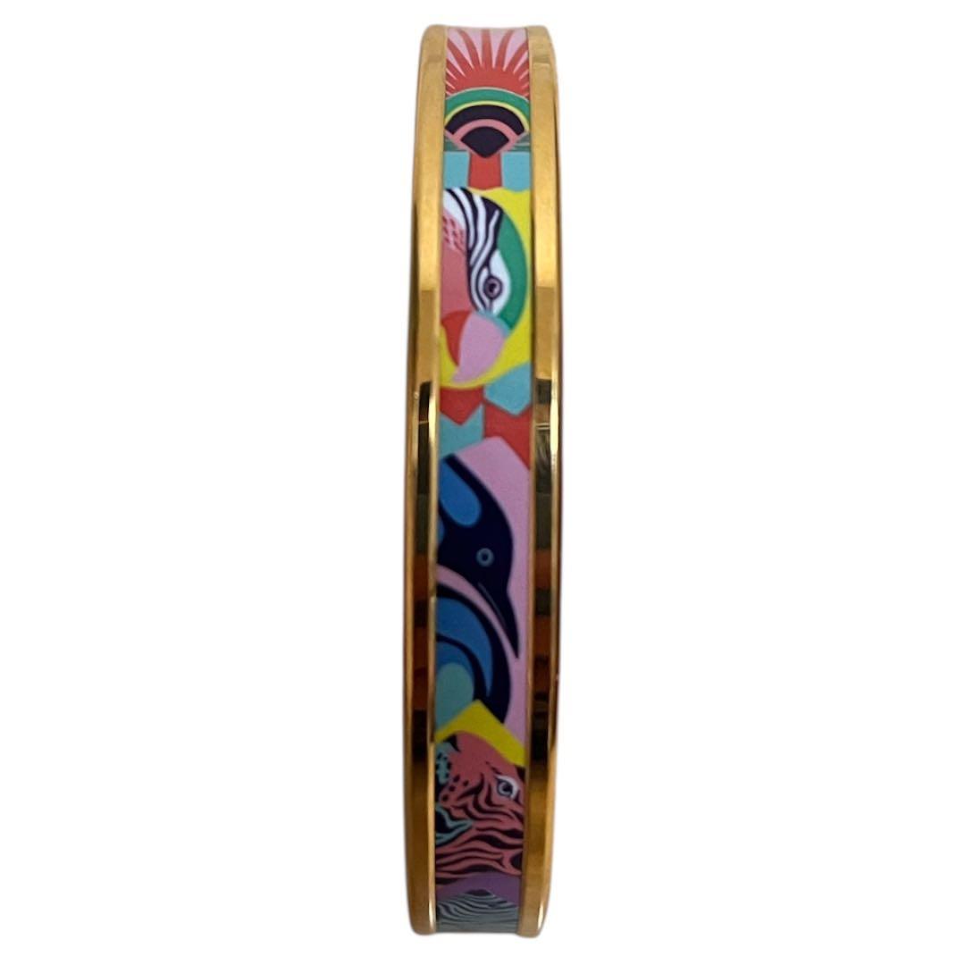 エルメス HERMES エマイユ バングル ゴールド 動物柄 美品