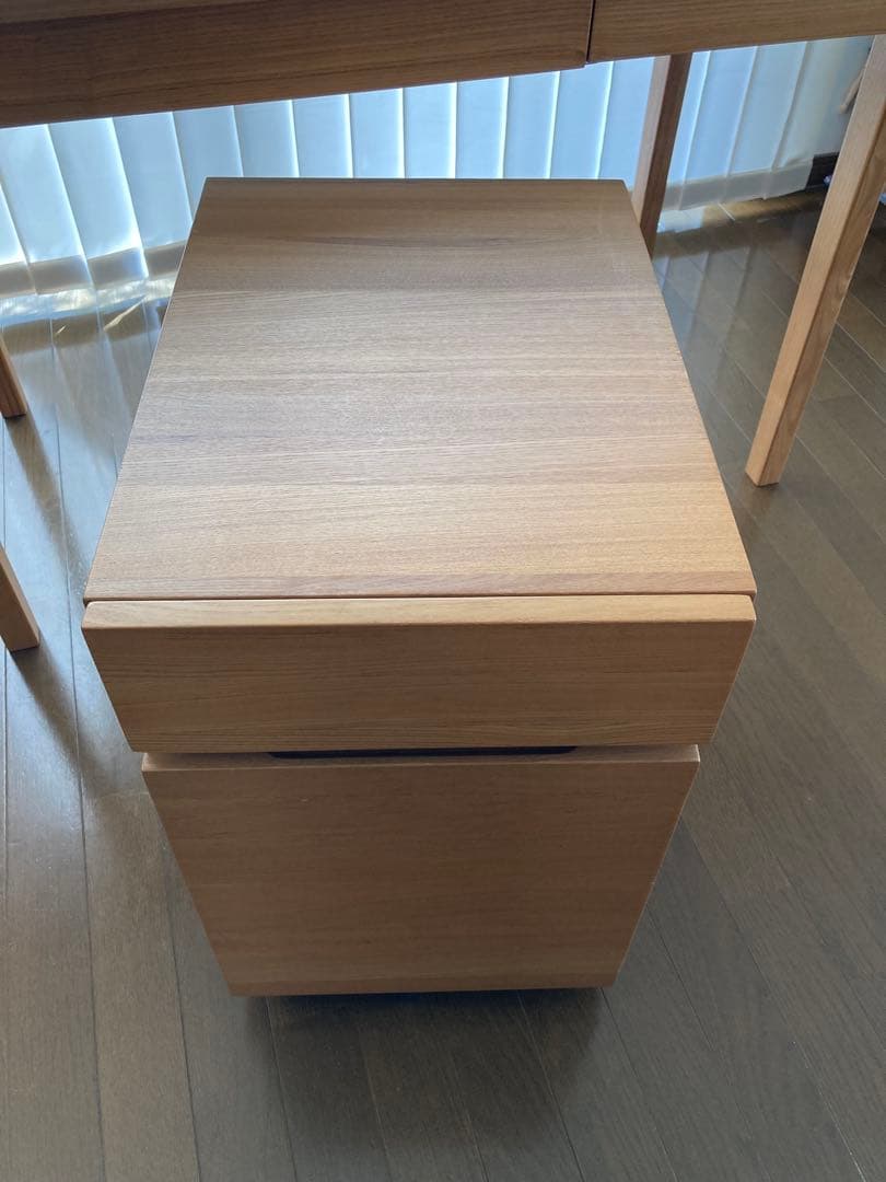 (直接手渡し) 廃盤 無印良品 タモ材 デスク キャビネット チェア 3点セット