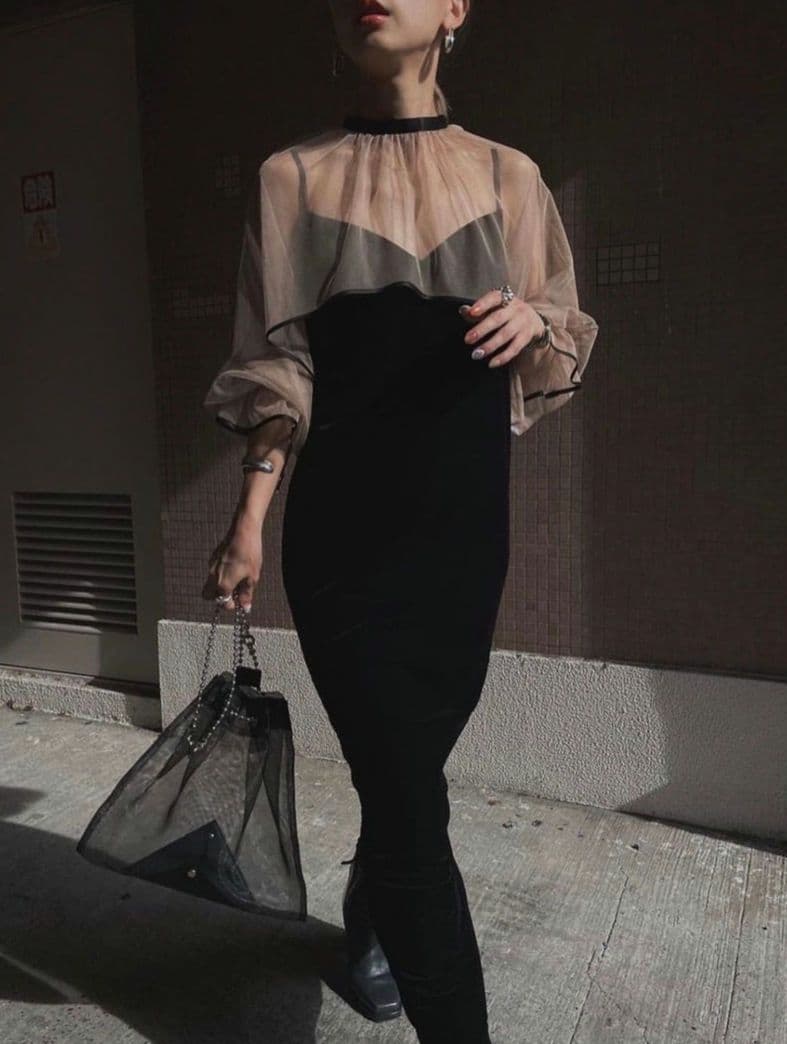 Ameri アメリ MANY WAY AIRY VEIL DRESS ベロア生地