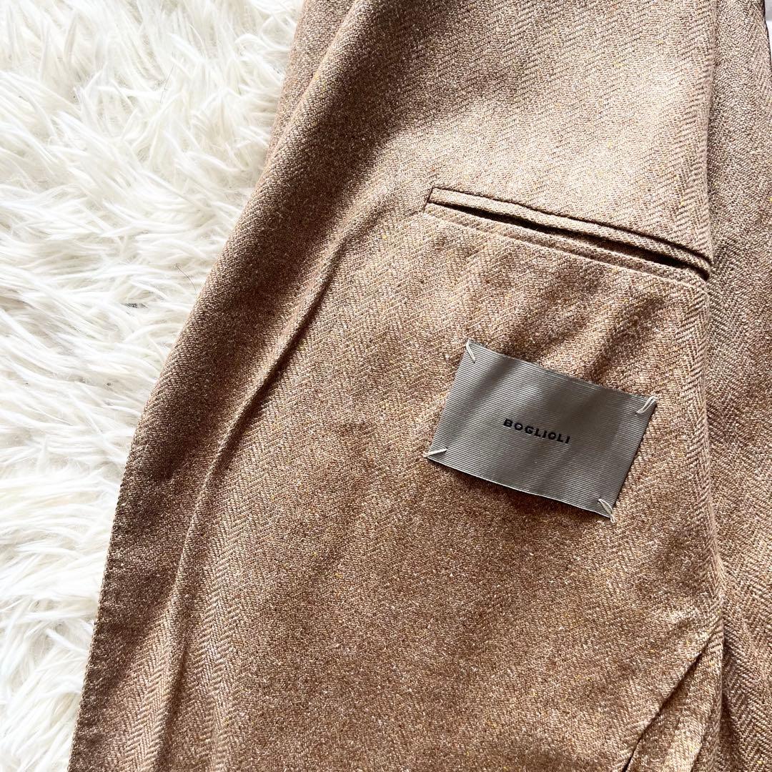 <美品>BOGLIOLI dover キャメル シルク100% ジャケット 48