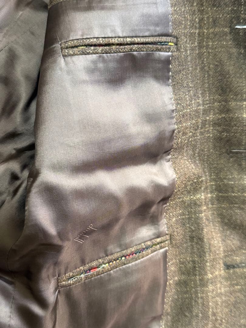 DUNHILL ダンヒル カシミヤ ウールチェック柄 テーラードジャケット 48