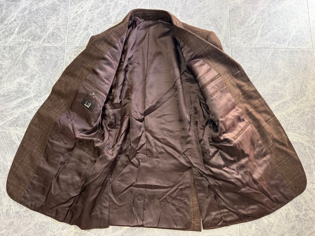 DUNHILL ダンヒル カシミヤ ウールチェック柄 テーラードジャケット 48