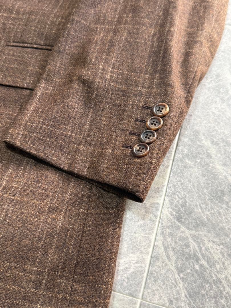 DUNHILL ダンヒル カシミヤ ウールチェック柄 テーラードジャケット 48