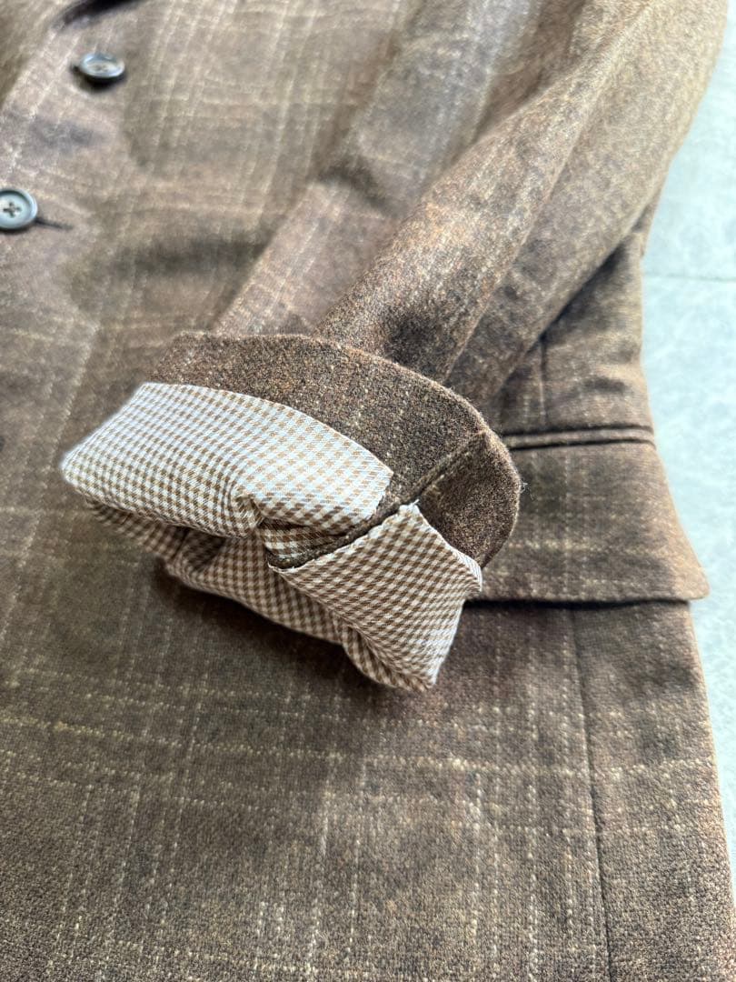 DUNHILL ダンヒル カシミヤ ウールチェック柄 テーラードジャケット 48