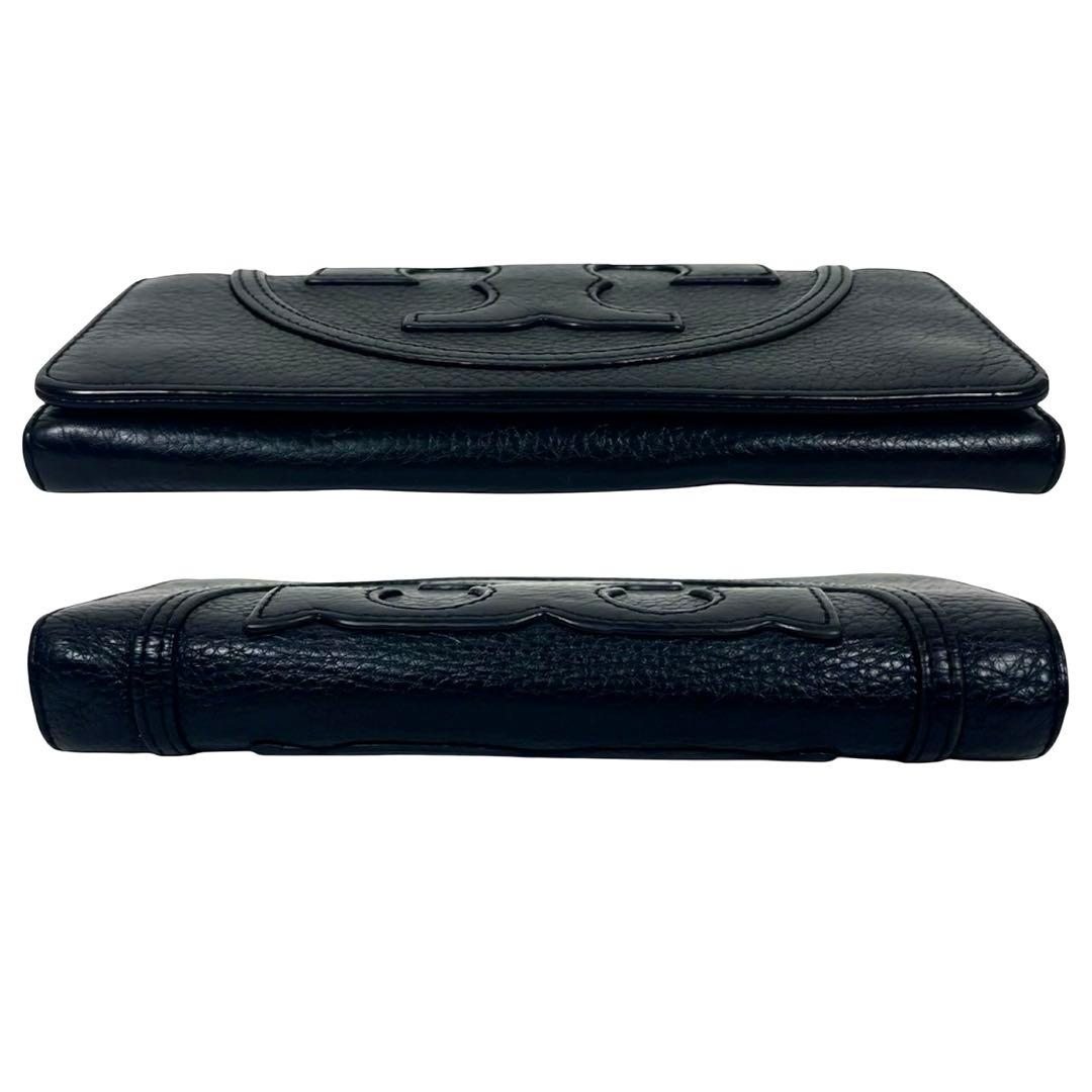 トリーバーチ　長財布　デカロゴ！　二つ折りウォレット　本革　極美品　ブラック