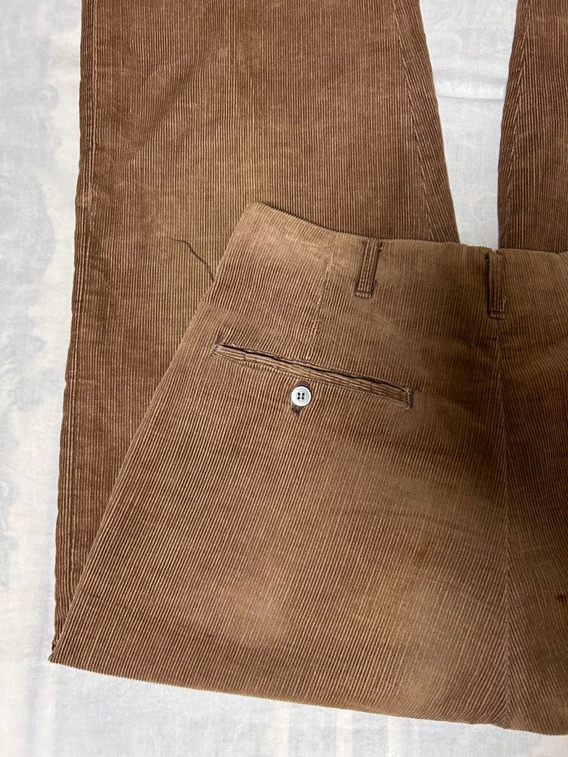 60s 60年代 コーデュロイパンツ 2タック ブラウン 細畝 W30