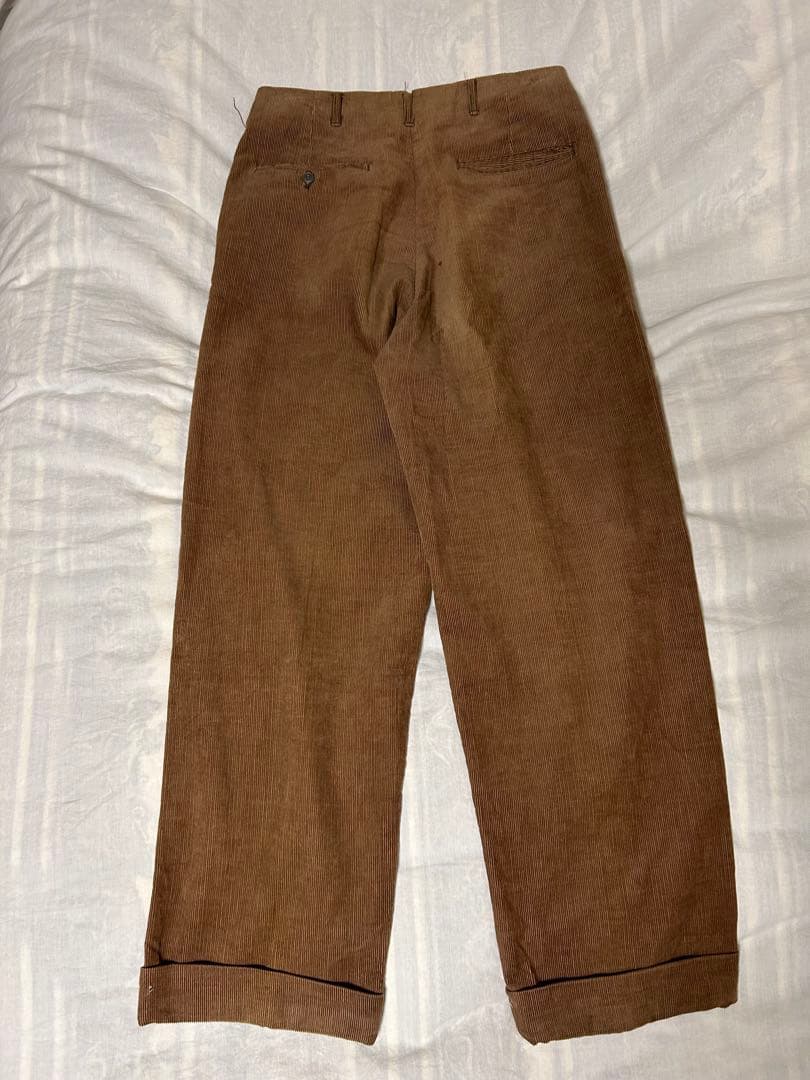 60s 60年代 コーデュロイパンツ 2タック ブラウン 細畝 W30