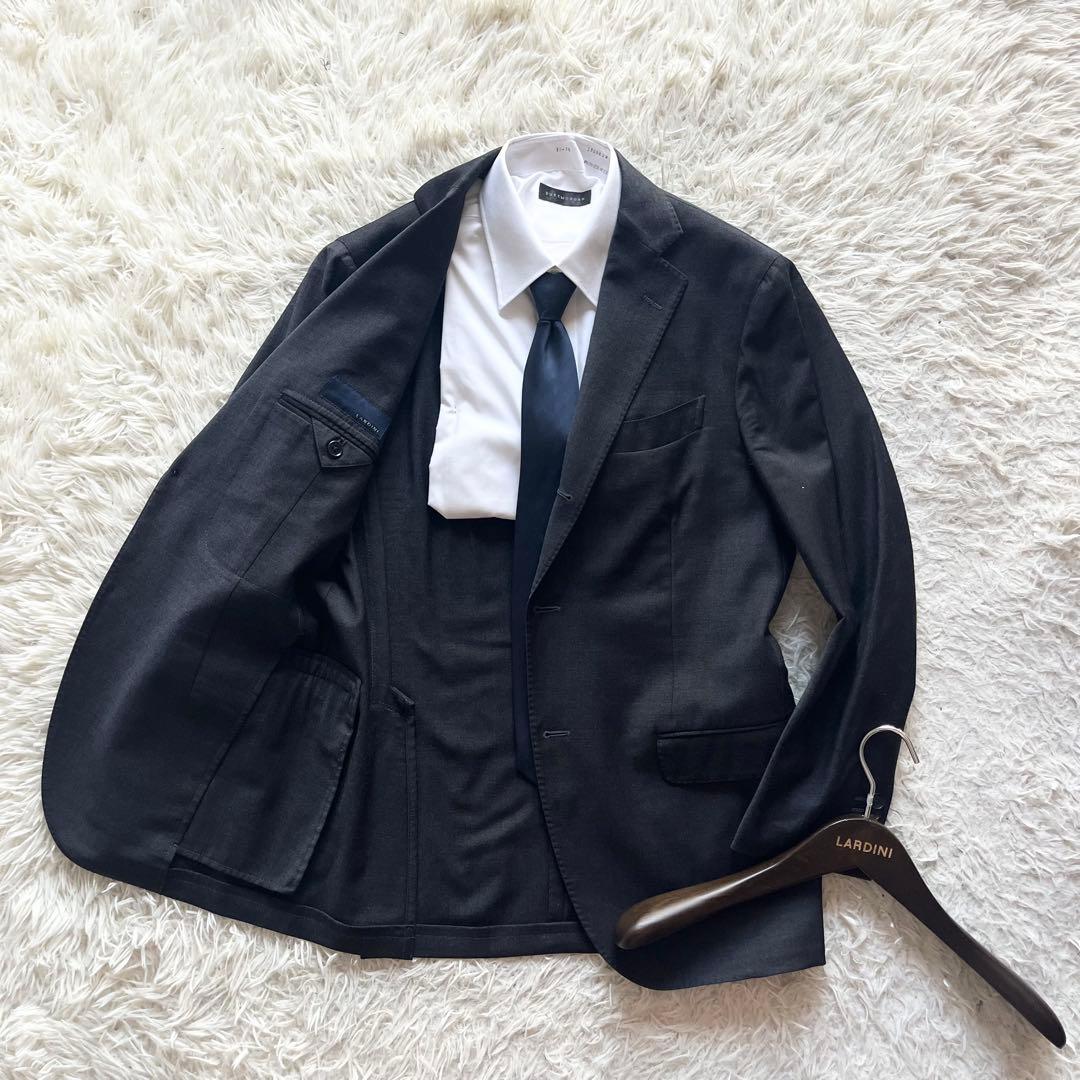 <美品>LARDINI ダークグレー ウール 春夏 ジャケット サイズ48