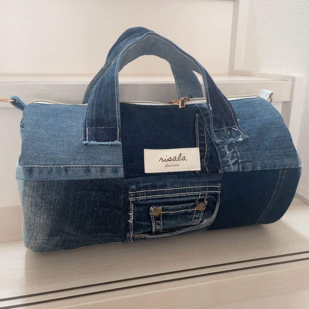 デニムリメイク ドラム型バッグ