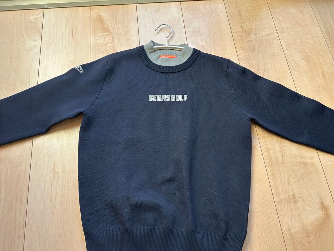 ＊美品 BEAMS GOLF ネイビー フェイクレイヤード モックネック ニット