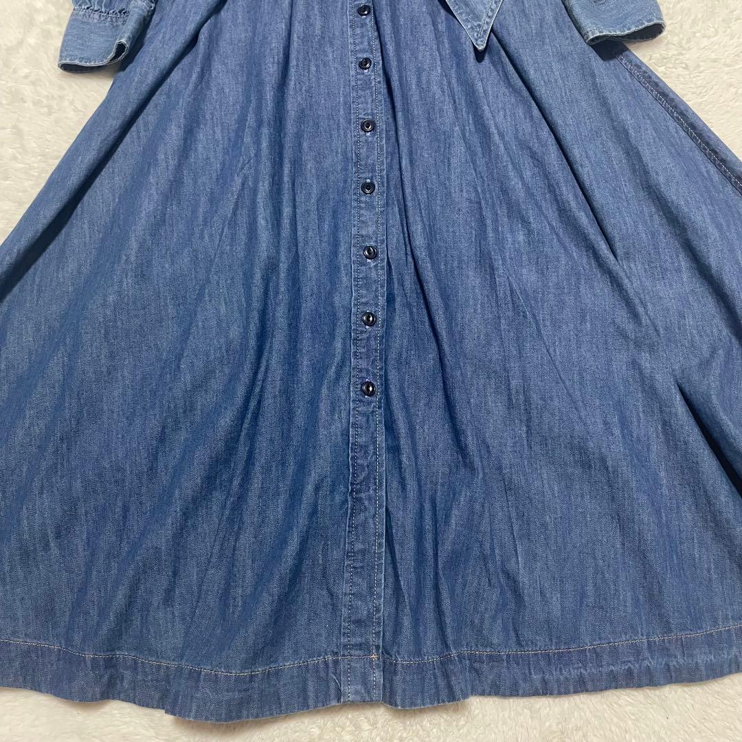 ローレンラルフローレン　デニムシャツワンピース リボン　ベルト マキシ丈