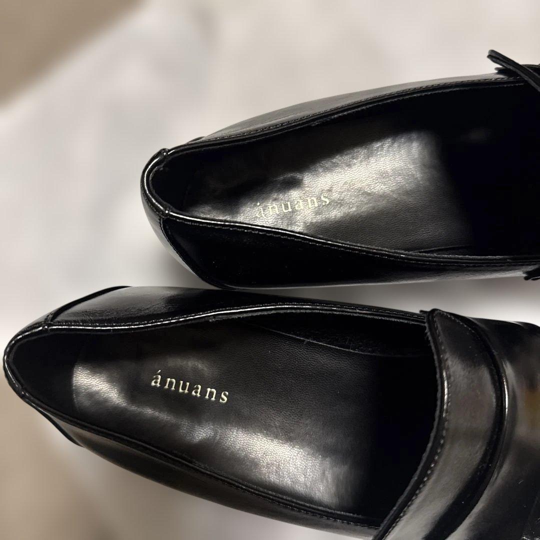 anuans アニュアンス　レザーローファー　ブラック　L