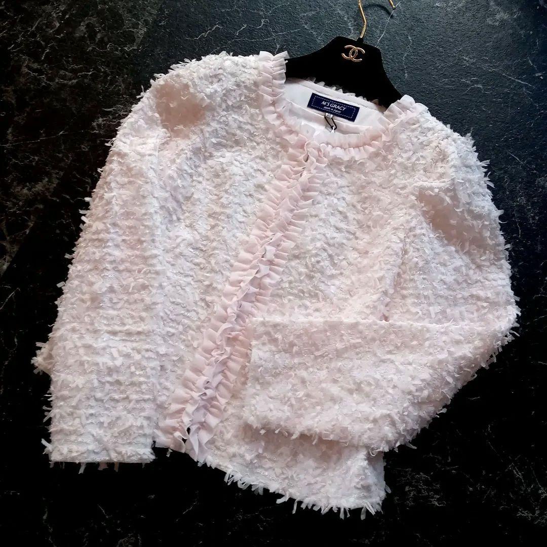 エムズグレイシー♡ファンシーツイード♡フリル♡華やか 上品 ジャケット 姫ピンク