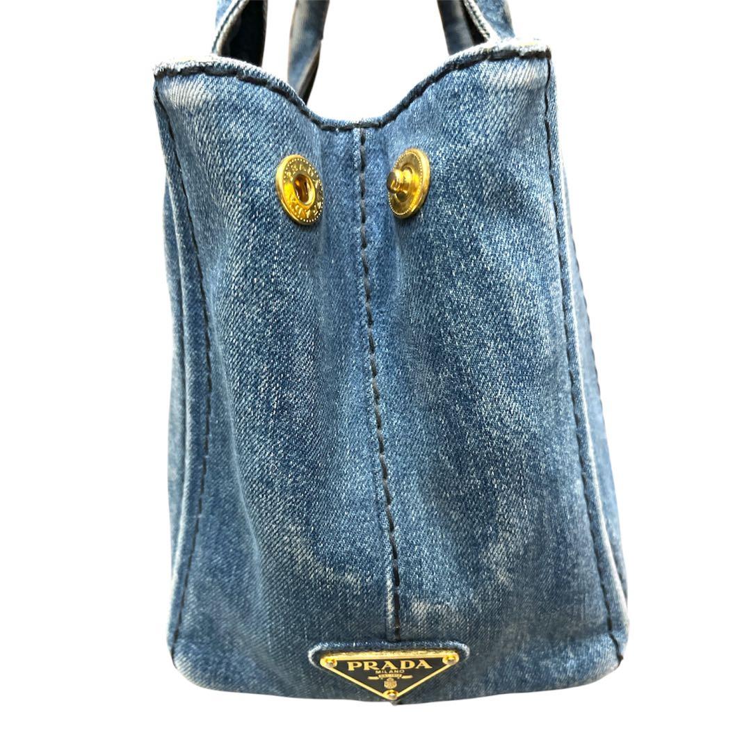 PRADA カナパ　S トートバッグ デニム　ブルー 三角ロゴ　肩掛け