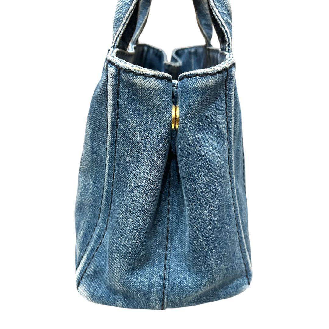 PRADA カナパ　S トートバッグ デニム　ブルー 三角ロゴ　肩掛け