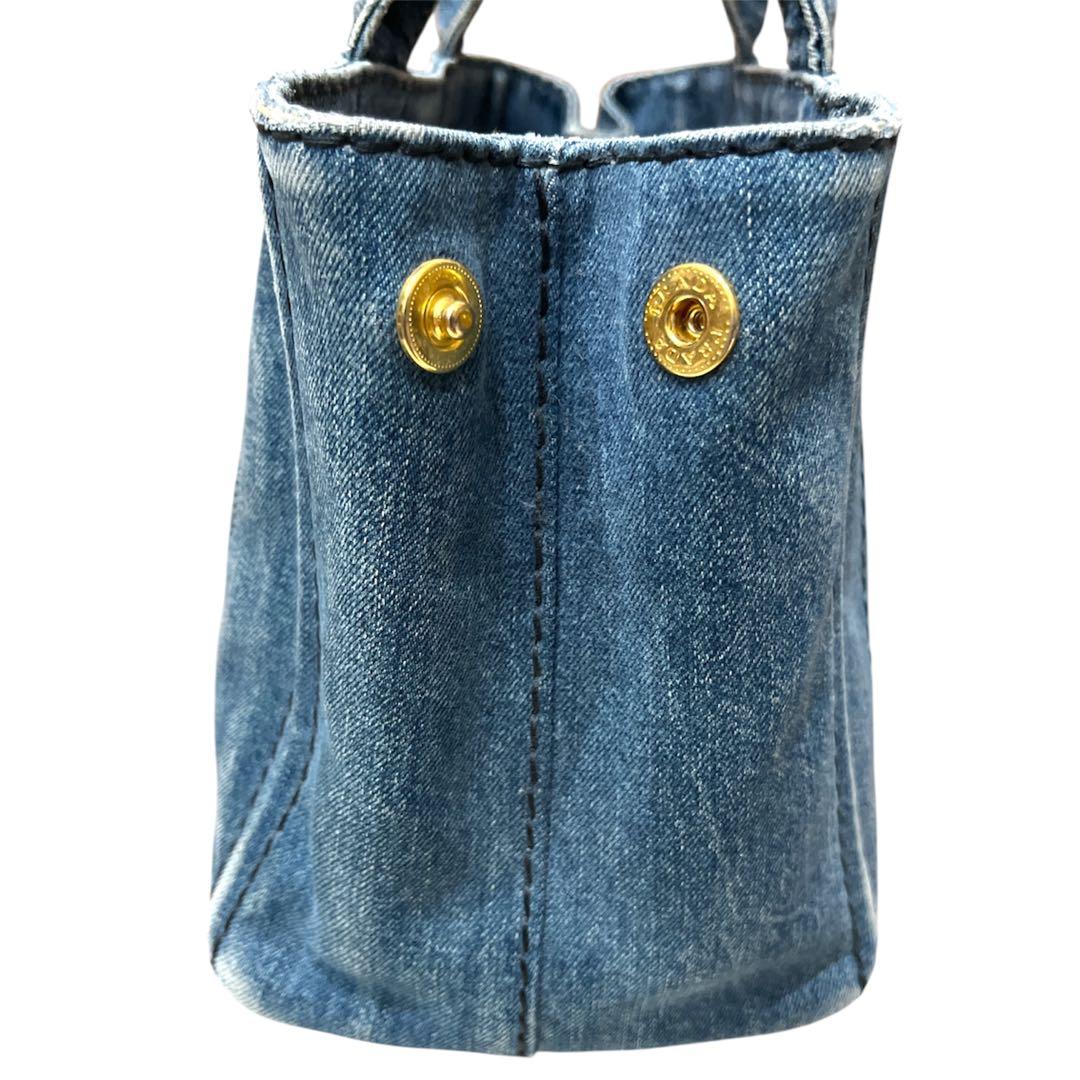 PRADA カナパ　S トートバッグ デニム　ブルー 三角ロゴ　肩掛け