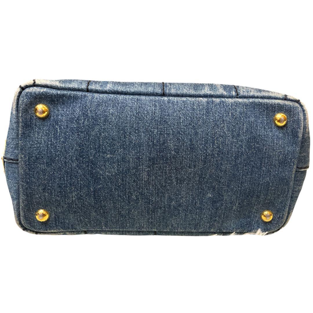 PRADA カナパ　S トートバッグ デニム　ブルー 三角ロゴ　肩掛け