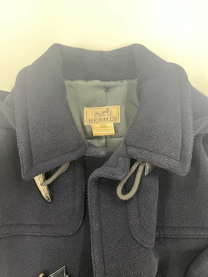 HERMES エルメス ヴィンテージ ダッフルコート ネイビー 52