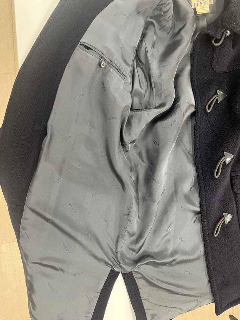 HERMES エルメス ヴィンテージ ダッフルコート ネイビー 52