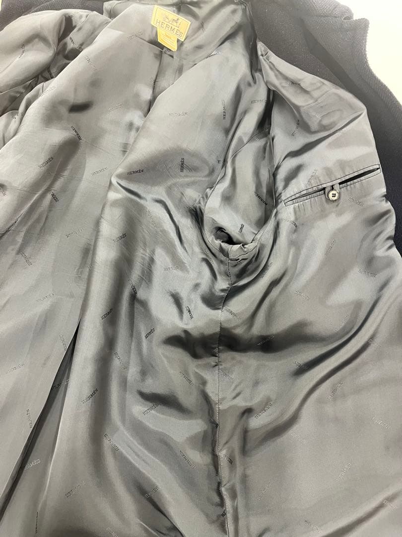 HERMES エルメス ヴィンテージ ダッフルコート ネイビー 52