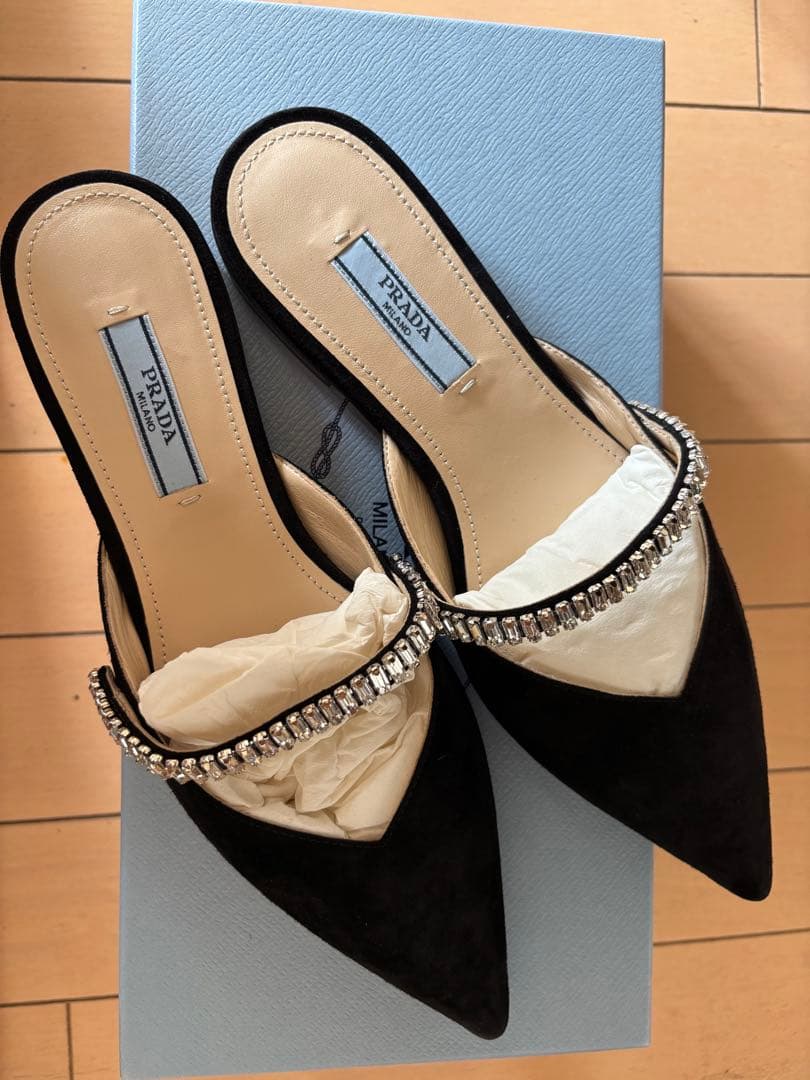PRADA ビジュー付きミュール 35