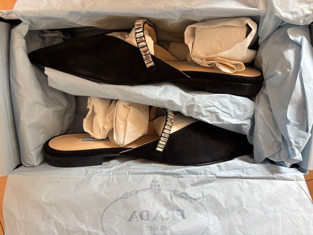 PRADA ビジュー付きミュール 35