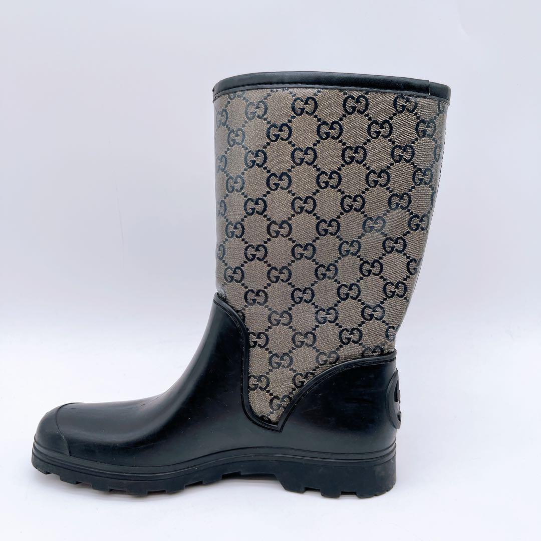 【GUCCI】グッチ GGスプリーム レインブーツ size37 箱付き