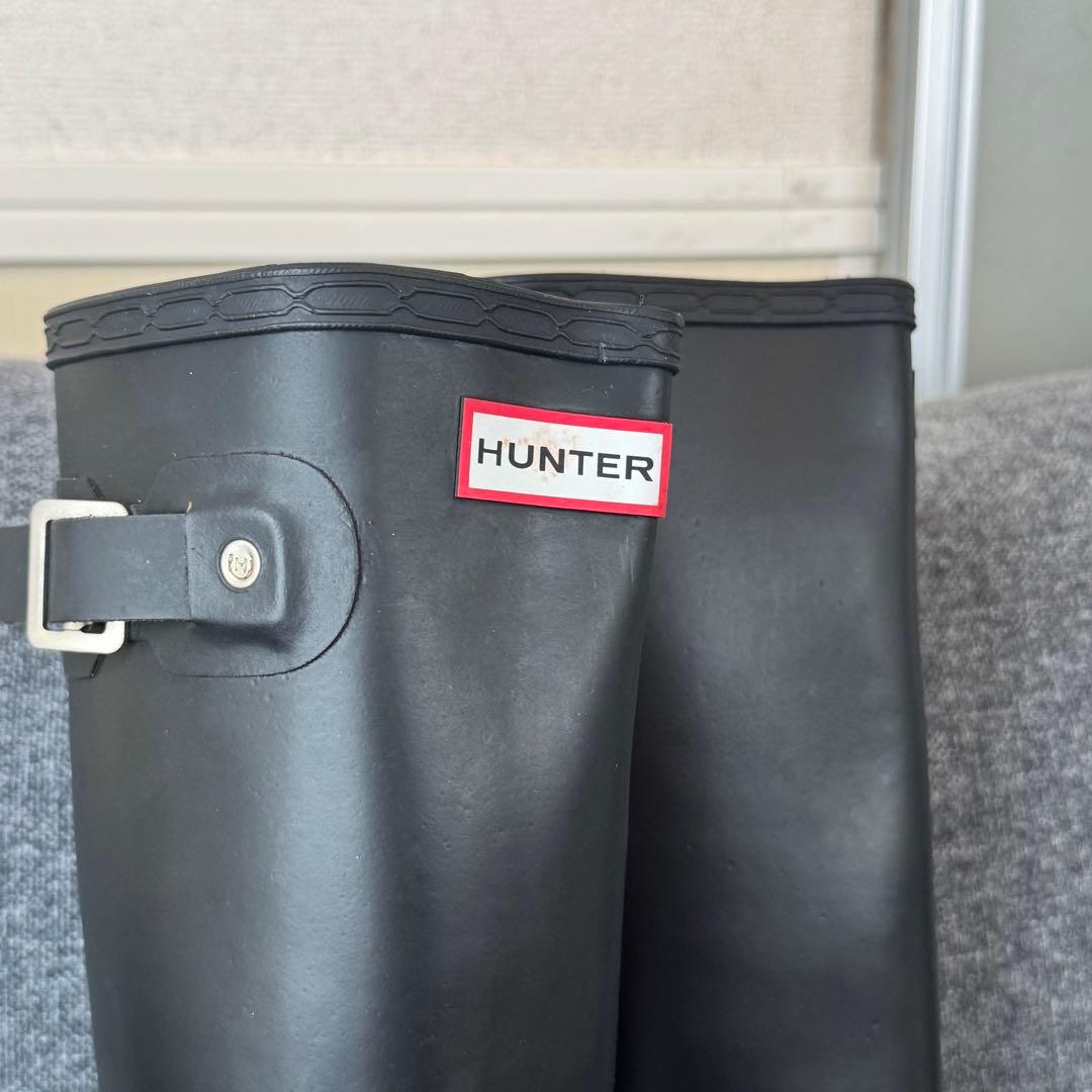 【美品/希少】HUNTER ハンターヒールレインブーツ ロング ブラック23cm