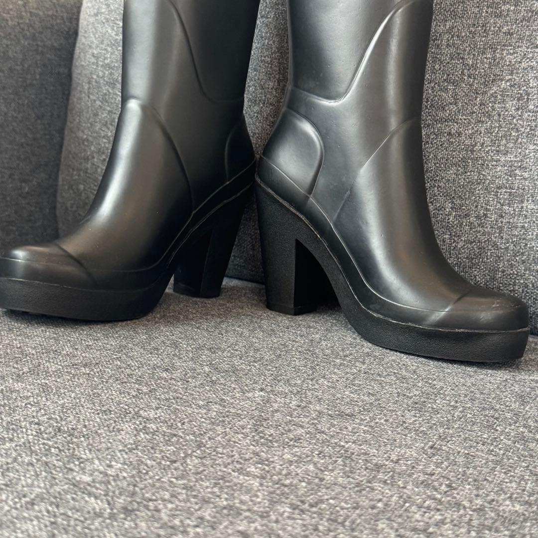 【美品/希少】HUNTER ハンターヒールレインブーツ ロング ブラック23cm