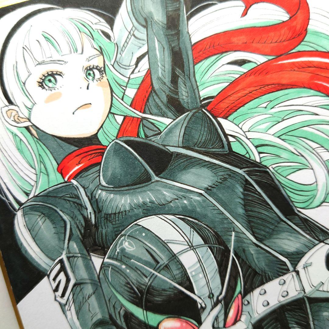 【手描きイラスト 069】オリジナル原画色紙 コピック 「ガールズライダー」