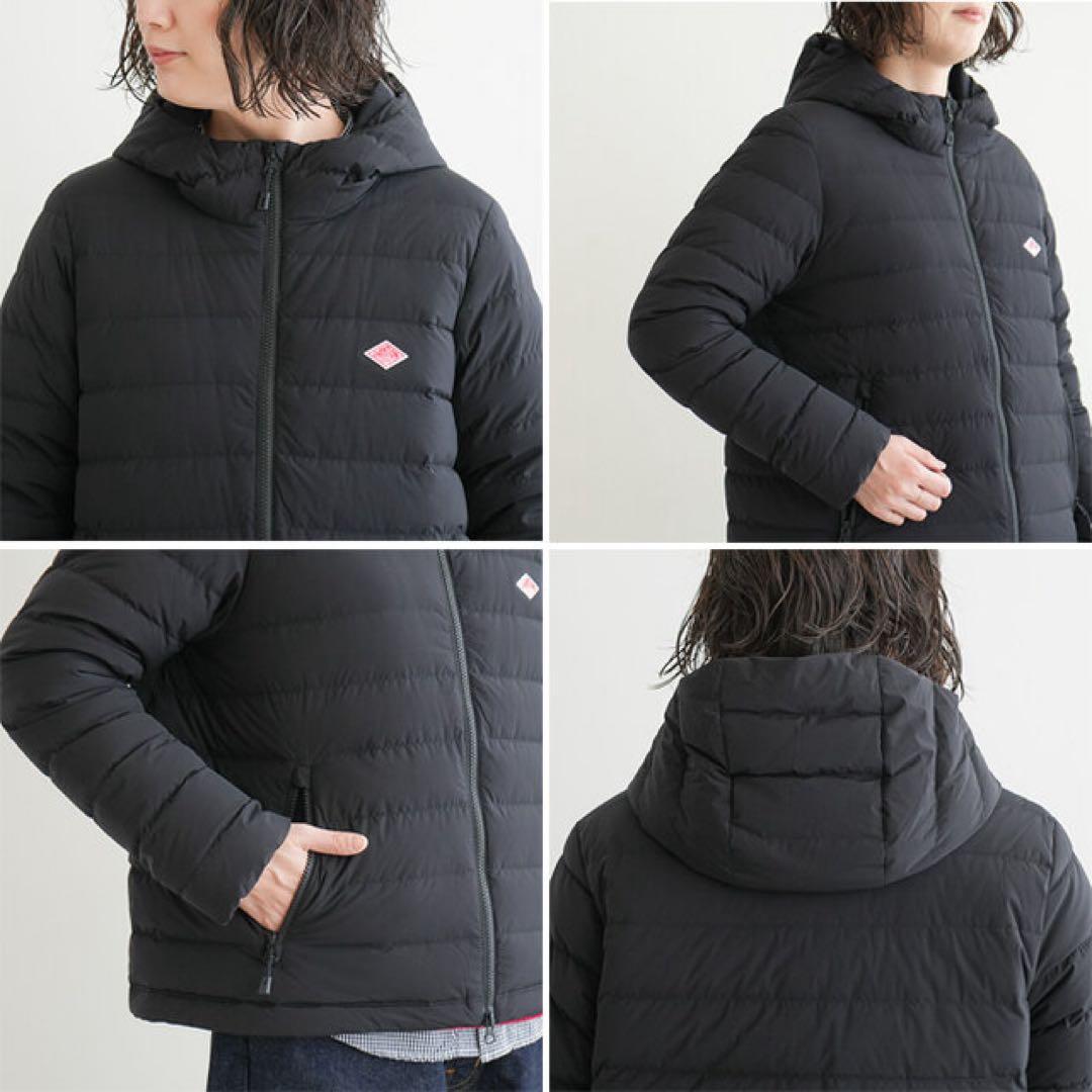 DANTON フード付き ブラックダウンジャケット S