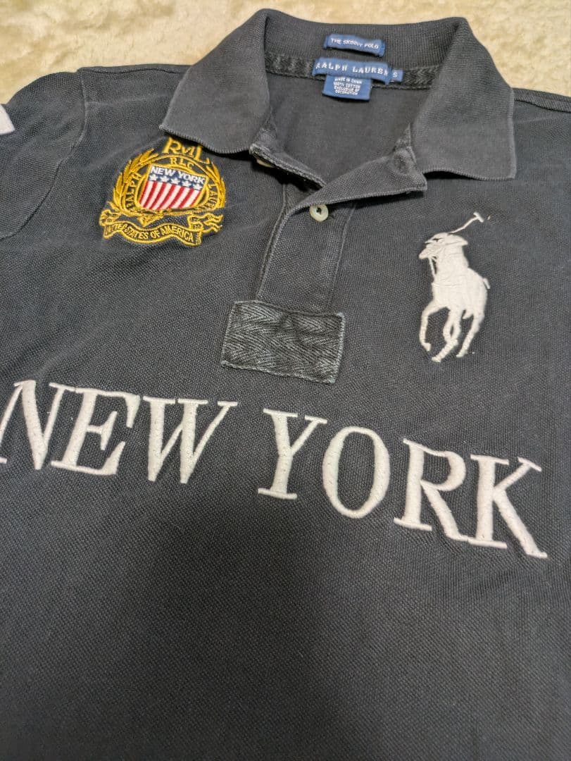 希少 Ralph Lauren ポロシャツ 黒 ビッグポニー new york